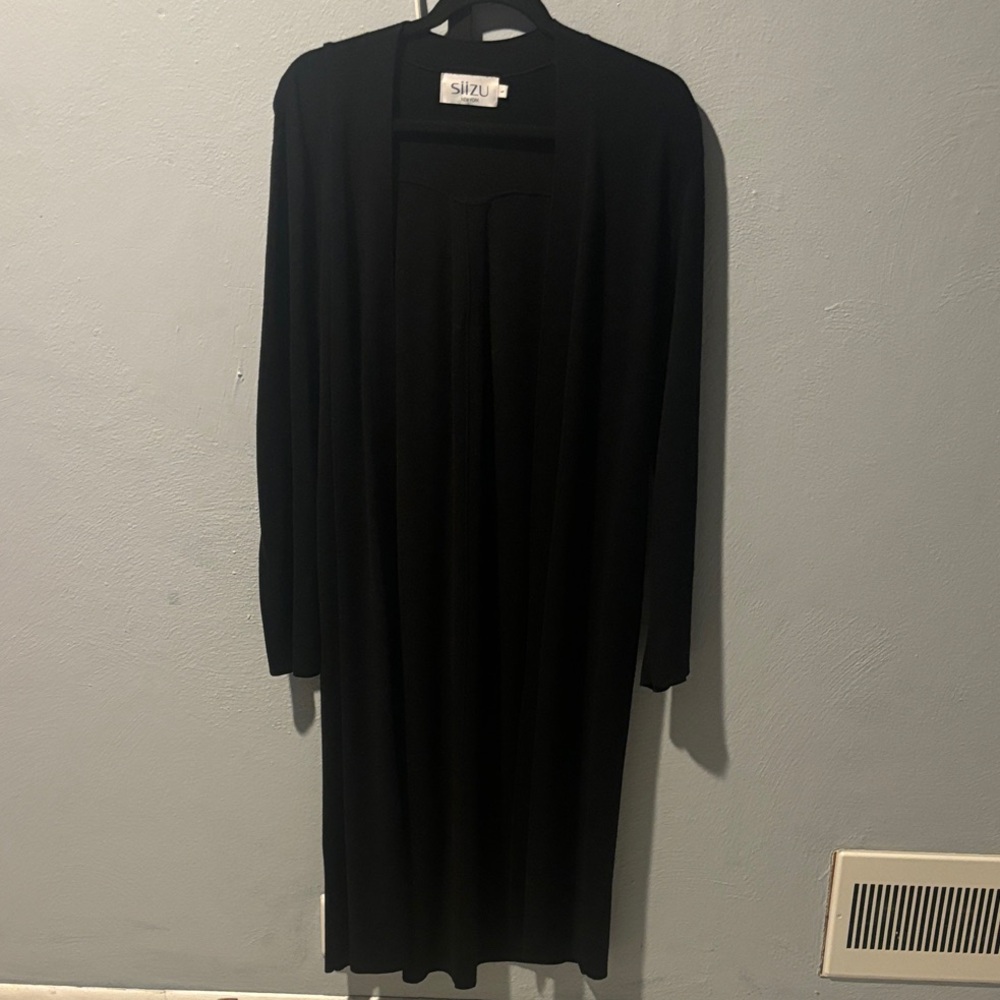 100% Cotton Black Long Line Cardigan